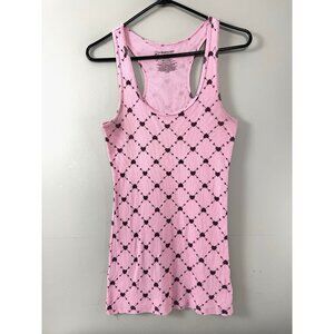 Vintage Y2K Pink Queen of Hearts Argyle Diamond 2000s Ribbed Tank XL Retro Sweet